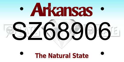 SZ68906 Arkansas License Plate
