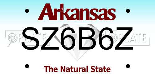 SZ6B6Z Arkansas License Plate