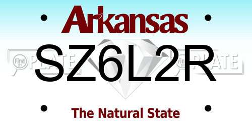 SZ6L2R Arkansas License Plate