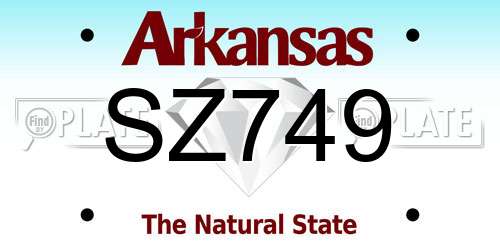 SZ749 Arkansas License Plate