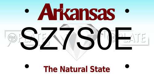 SZ7S0E Arkansas License Plate