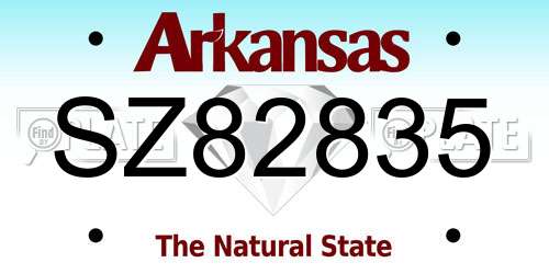 SZ82835 Arkansas License Plate