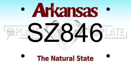 SZ846 Arkansas License Plate