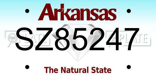 SZ85247 Arkansas License Plate