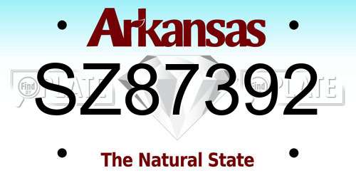 SZ87392 Arkansas License Plate