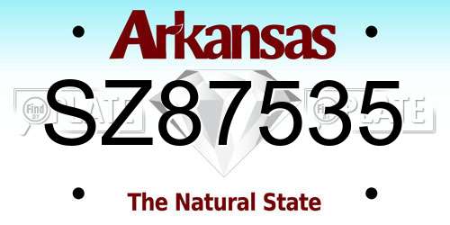 SZ87535 Arkansas License Plate