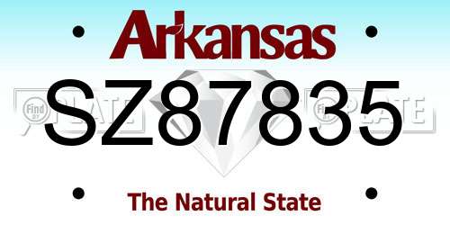 SZ87835 Arkansas License Plate