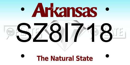 SZ8I718 Arkansas License Plate