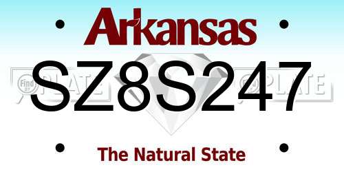 SZ8S247 Arkansas License Plate