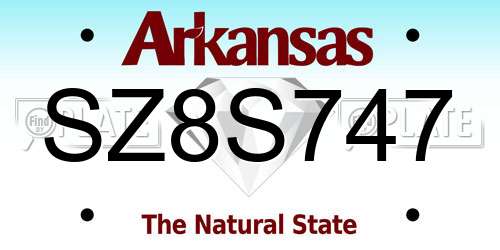 SZ8S747 Arkansas License Plate