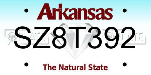 SZ8T392 Arkansas License Plate