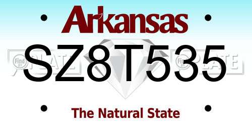 SZ8T535 Arkansas License Plate