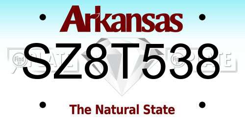 SZ8T538 Arkansas License Plate