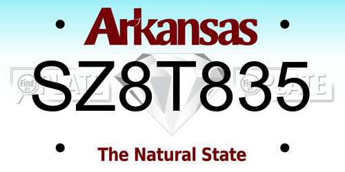 SZ8T835 Arkansas License Plate