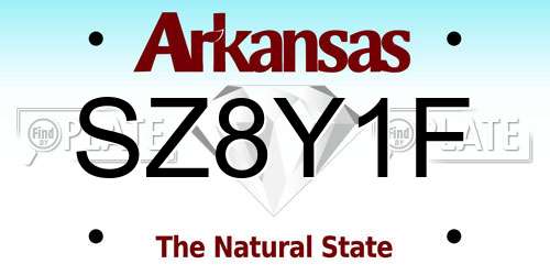 SZ8Y1F Arkansas License Plate