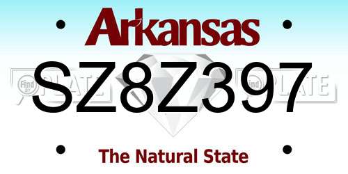 SZ8Z397 Arkansas License Plate