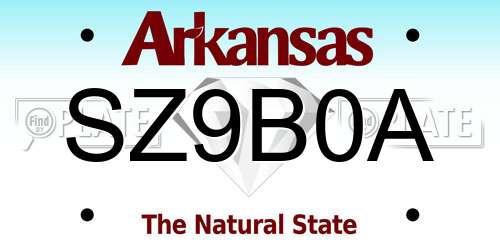 SZ9B0A Arkansas License Plate