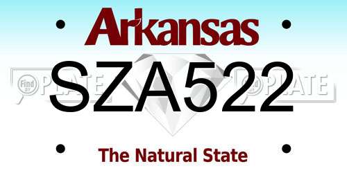 SZA522 Arkansas License Plate