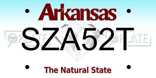 SZA52T Arkansas License Plate