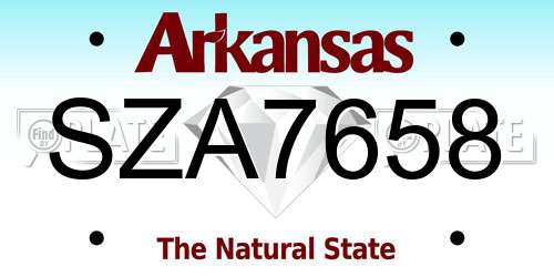 SZA7658 Arkansas License Plate