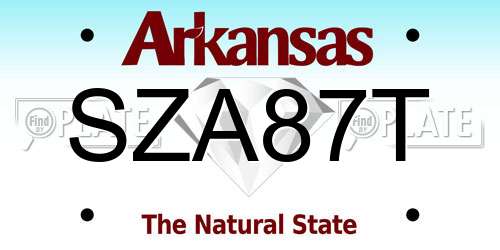 SZA87T Arkansas License Plate