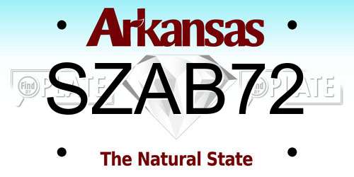 SZAB72 Arkansas License Plate