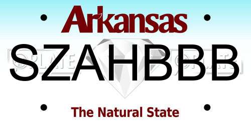 SZAHBBB Arkansas License Plate