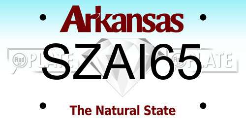 SZAI65 Arkansas License Plate