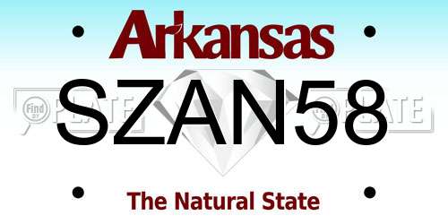 SZAN58 Arkansas License Plate