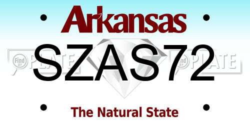 SZAS72 Arkansas License Plate