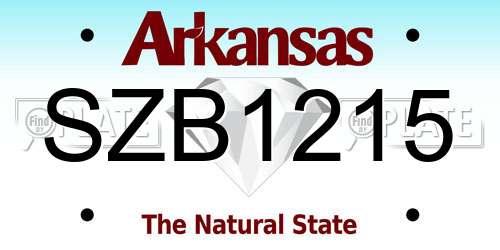 SZB1215 Arkansas License Plate