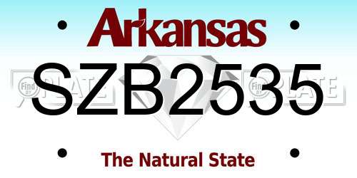 SZB2535 Arkansas License Plate