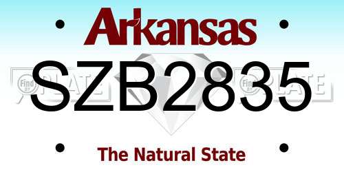SZB2835 Arkansas License Plate