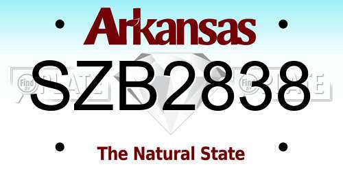 SZB2838 Arkansas License Plate