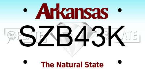 SZB43K Arkansas License Plate