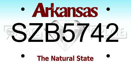 SZB5742 Arkansas License Plate