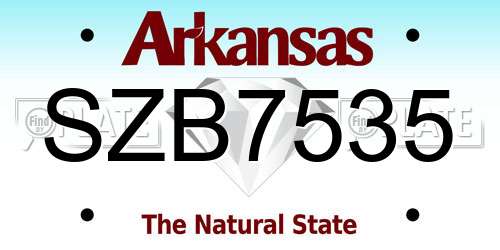 SZB7535 Arkansas License Plate