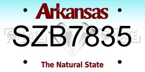 SZB7835 Arkansas License Plate