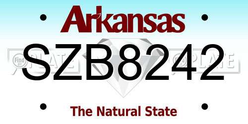 SZB8242 Arkansas License Plate