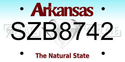 SZB8742 Arkansas License Plate