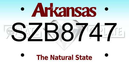 SZB8747 Arkansas License Plate
