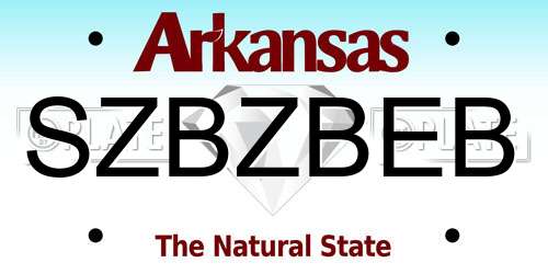 SZBZBEB Arkansas License Plate