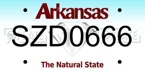 SZD0666 Arkansas License Plate