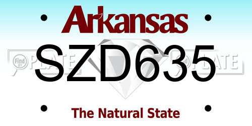 SZD635 Arkansas License Plate