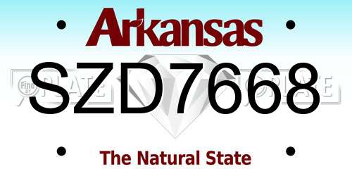 SZD7668 Arkansas License Plate