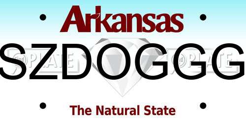 SZDOGGG Arkansas License Plate