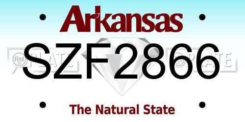 SZF2866 Arkansas License Plate