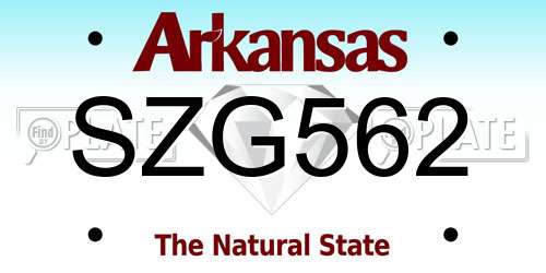 SZG562 Arkansas License Plate