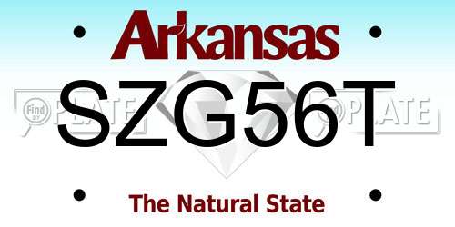 SZG56T Arkansas License Plate