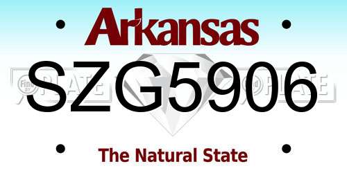 SZG5906 Arkansas License Plate
